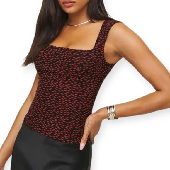 Reformation Diandra Top French Kiss Cut Out Sleeveless Smocked Blouse - Picture 1 of 9